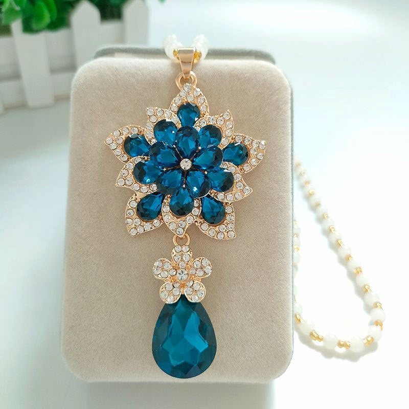 Fashion Long Flower Necklace Women'S Water Drop Woolen Chain Atmospheric All-Match Clothes Accessories Simple Pendant Pendant - Image 2